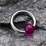 Detail View 1 of UV Acrylic Ball Top Captive Bead Ring-Purple