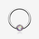 Opalescent Sparkle Steel Captive Bead Ring