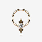 Rose Gold Royal Bali Essence Beaded Steel Captive Bead Ring