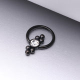 Detail View 1 of Blackline Royal Bali Essence Beaded Steel Captive Bead Ring-Clear Gem