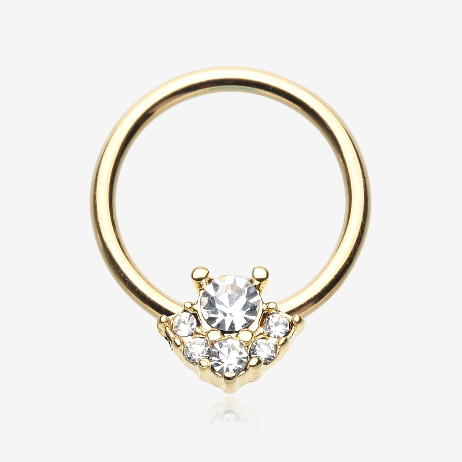 Golden Elegance Dazzle Sparkle Captive Bead Ring-Clear Gem