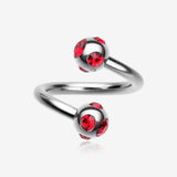 Aurora Gem Ball Steel Twist Spiral Ring