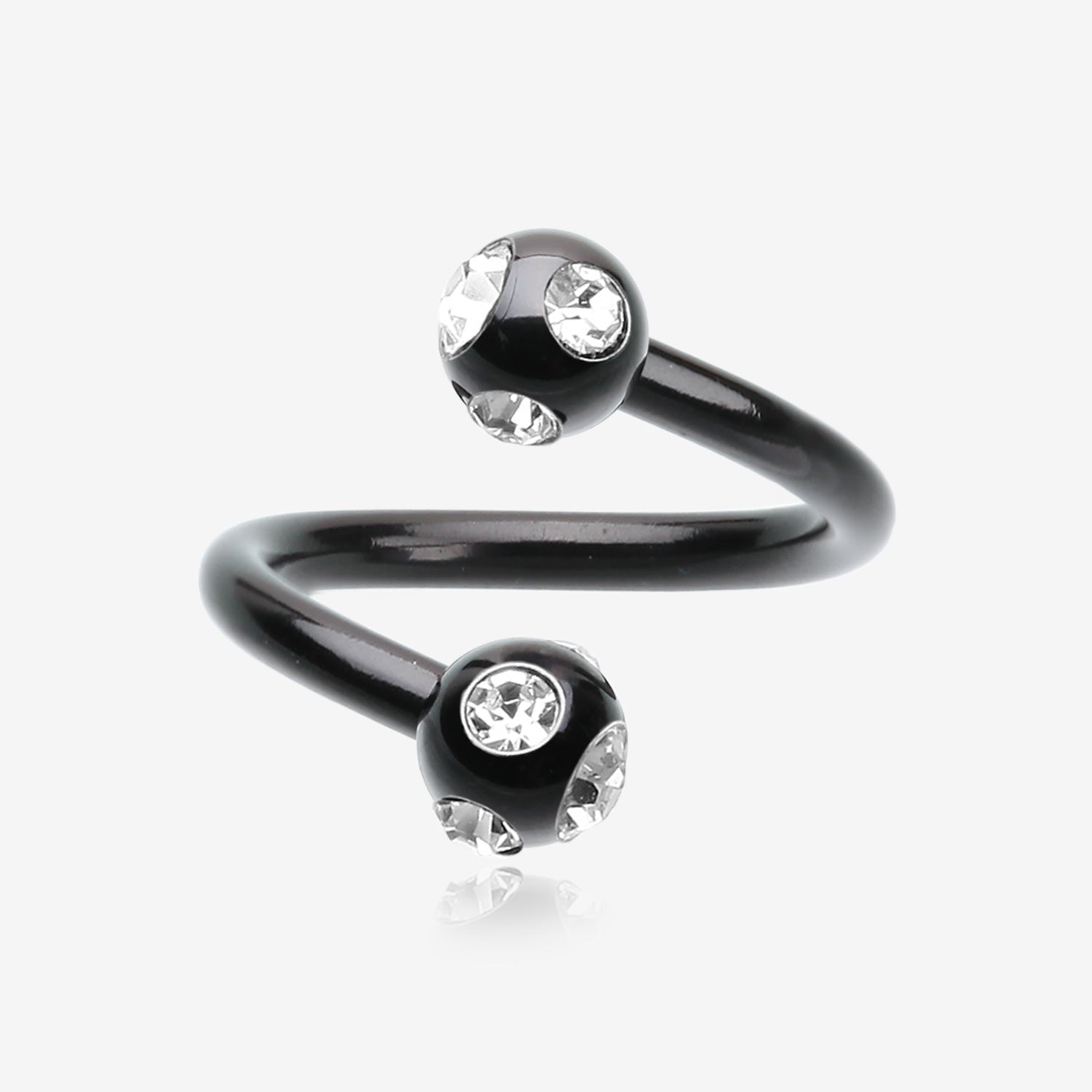 Colorline PVD Aurora Gem Ball Twist Spiral Ring-Black/Clear