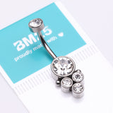 Detail View 3 of Trinity Bali Sparkle Internally Threaded Belly Button Ring-Clear Gem