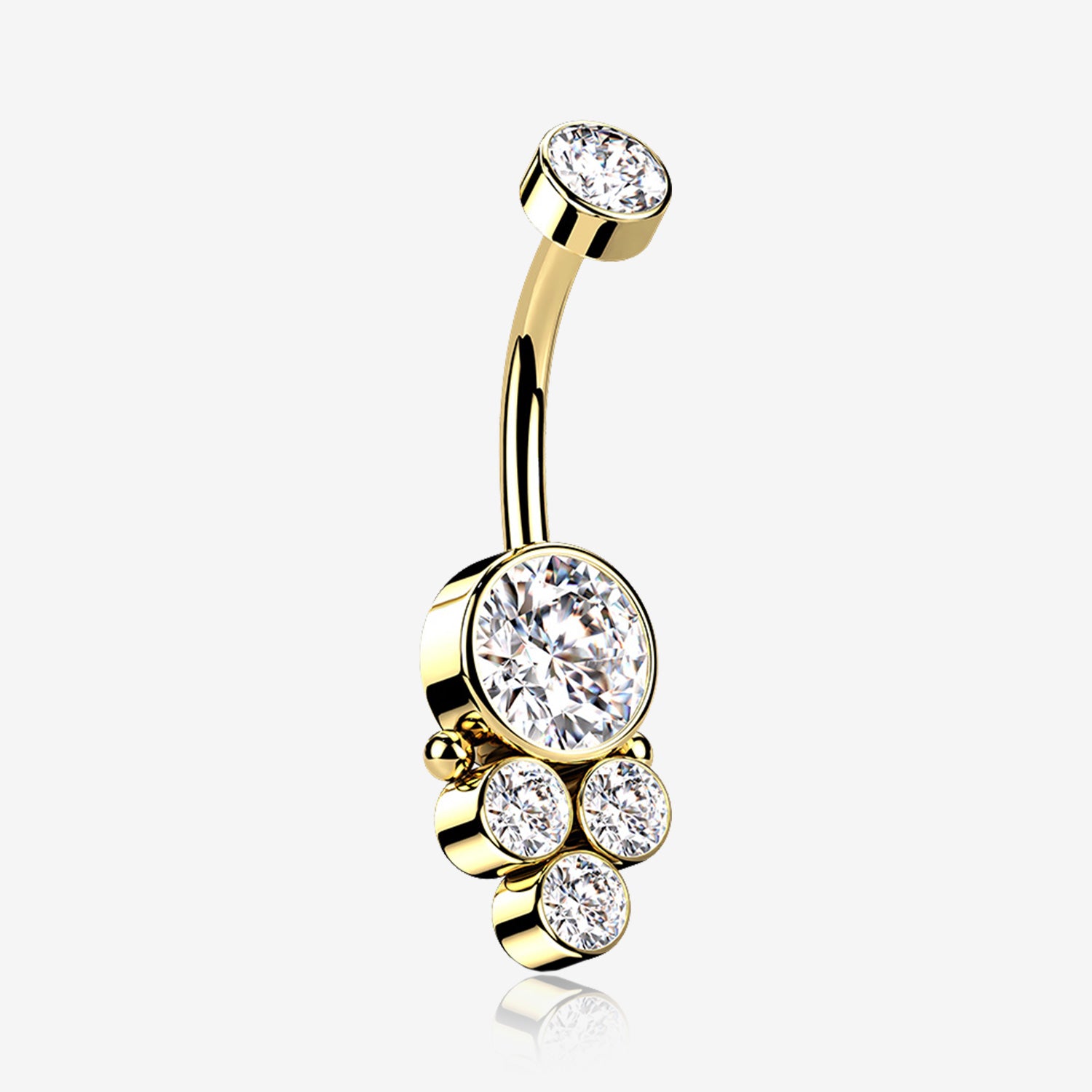 Golden Trinity Bali Sparkle Internally Threaded Belly Button Ring-Clear Gem