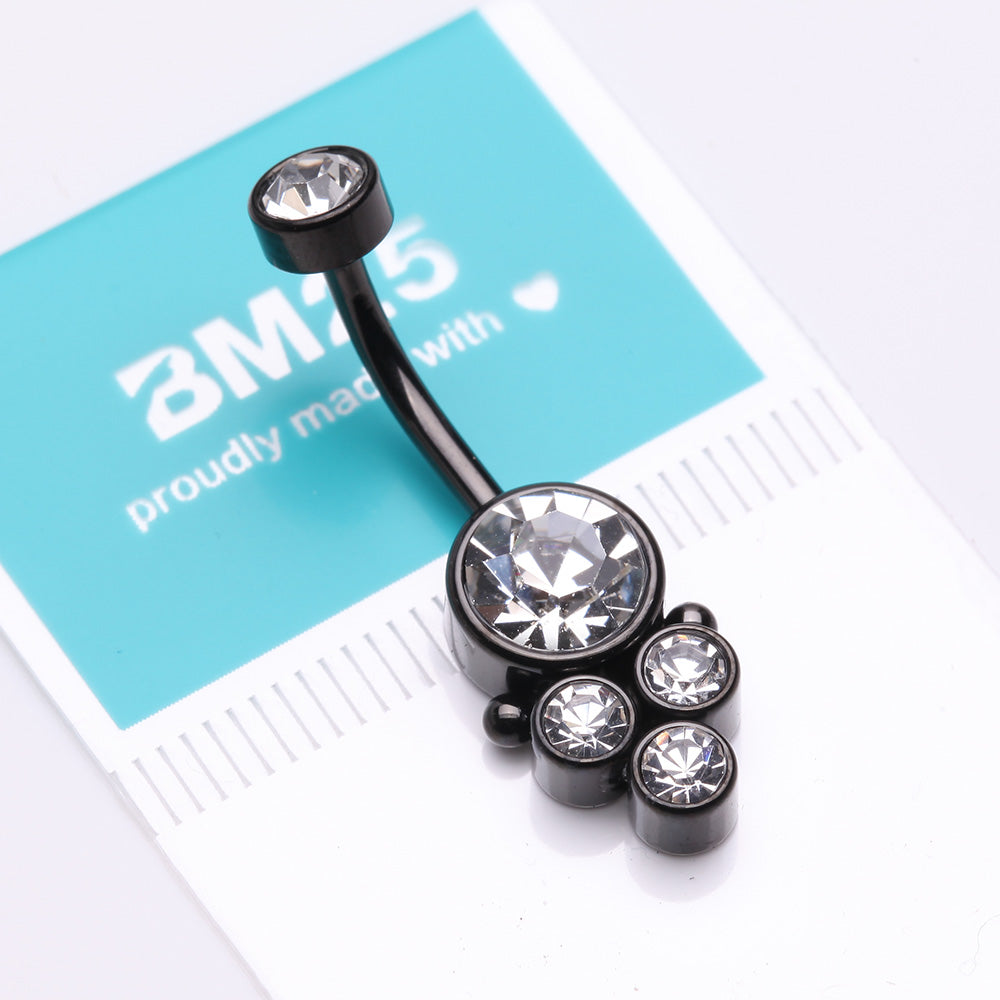 Detail View 3 of Blackline Trinity Bali Sparkle Internally Threaded Belly Button Ring-Clear Gem