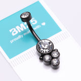 Detail View 3 of Blackline Trinity Bali Sparkle Internally Threaded Belly Button Ring-Clear Gem