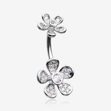 Wild Flower Sparkle Internally Threaded Belly Button Ring