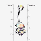 Detail View 1 of Majestic Sparkle Bali Internally Threaded Belly Button Ring-Aurora Borealis