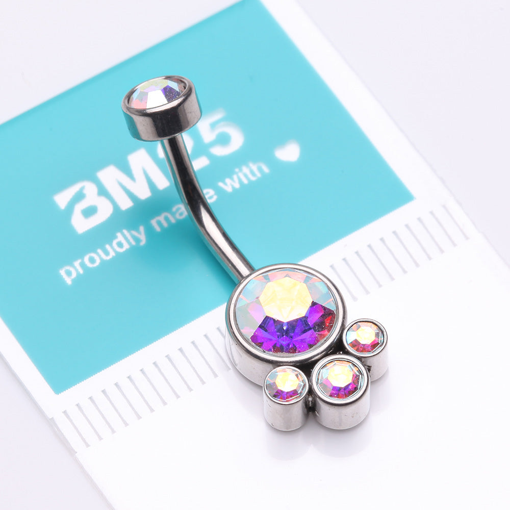Detail View 3 of Majestic Sparkle Bali Internally Threaded Belly Button Ring-Aurora Borealis