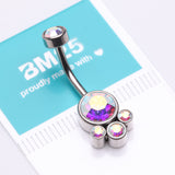 Detail View 3 of Majestic Sparkle Bali Internally Threaded Belly Button Ring-Aurora Borealis