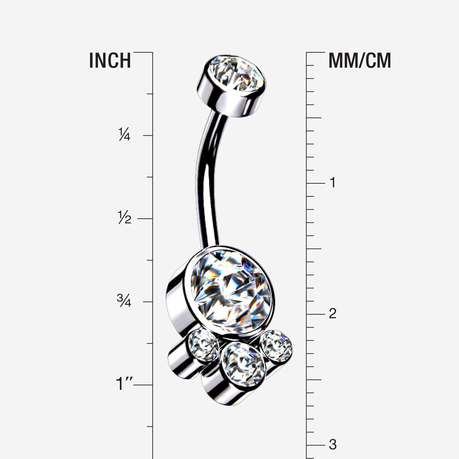 Detail View 1 of Majestic Sparkle Bali Internally Threaded Belly Button Ring-Clear Gem
