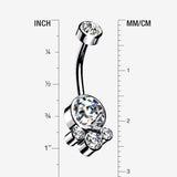 Detail View 1 of Majestic Sparkle Bali Internally Threaded Belly Button Ring-Clear Gem