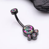 Detail View 2 of Blackline Majestic Sparkle Bali Internally Threaded Belly Button Ring-Vitrail Medium