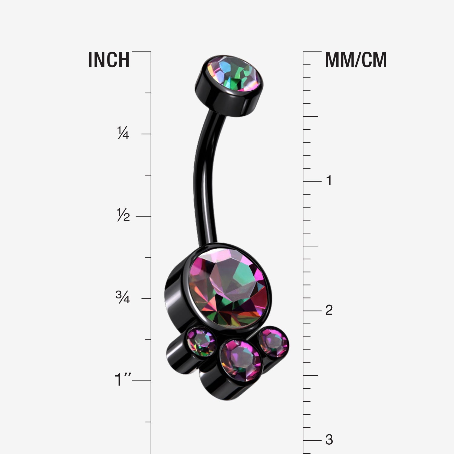 Detail View 1 of Blackline Majestic Sparkle Bali Internally Threaded Belly Button Ring-Vitrail Medium