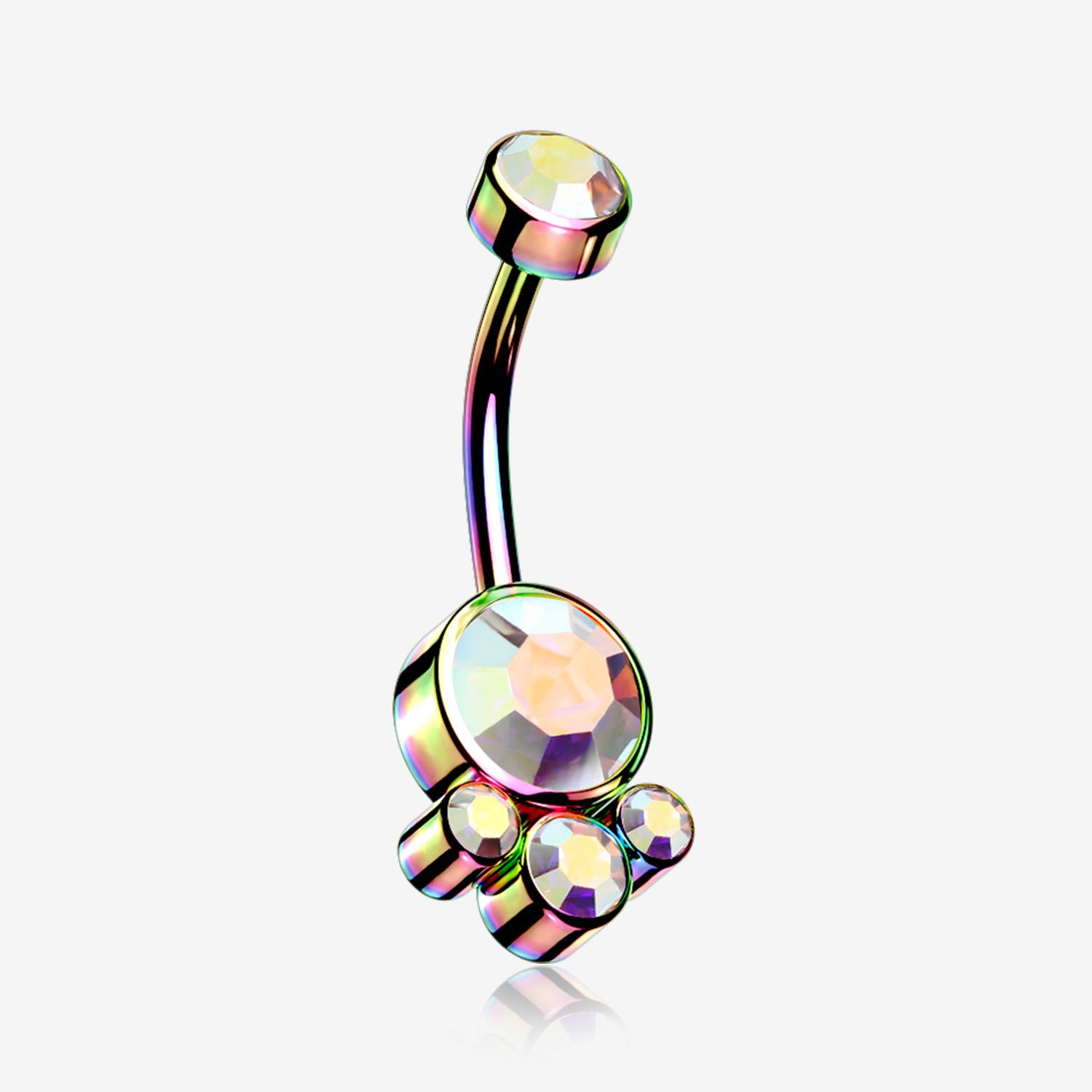 Colorline Majestic Sparkle Bali Internally Threaded Belly Button Ring-Aurora Borealis