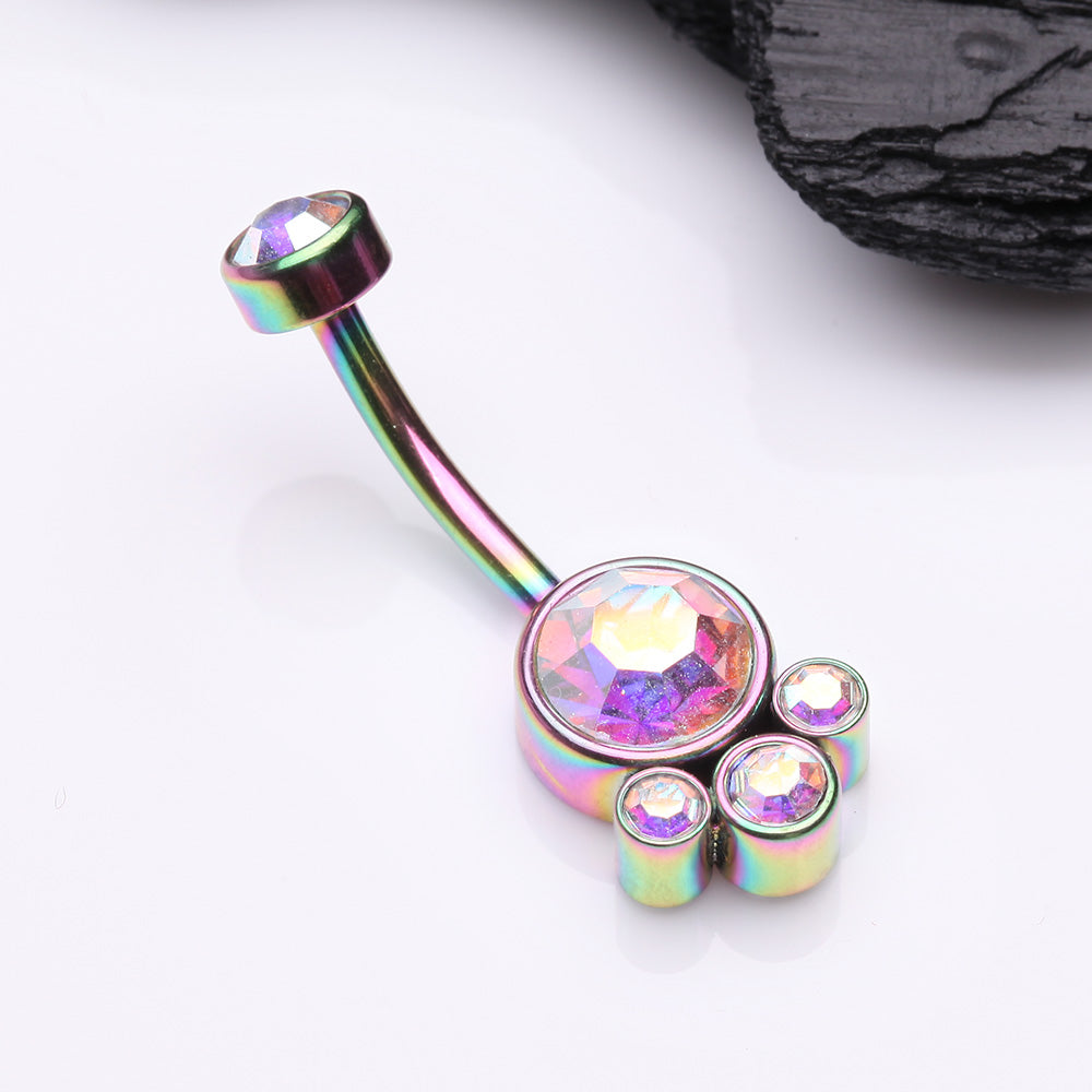 Detail View 2 of Colorline Majestic Sparkle Bali Internally Threaded Belly Button Ring-Aurora Borealis