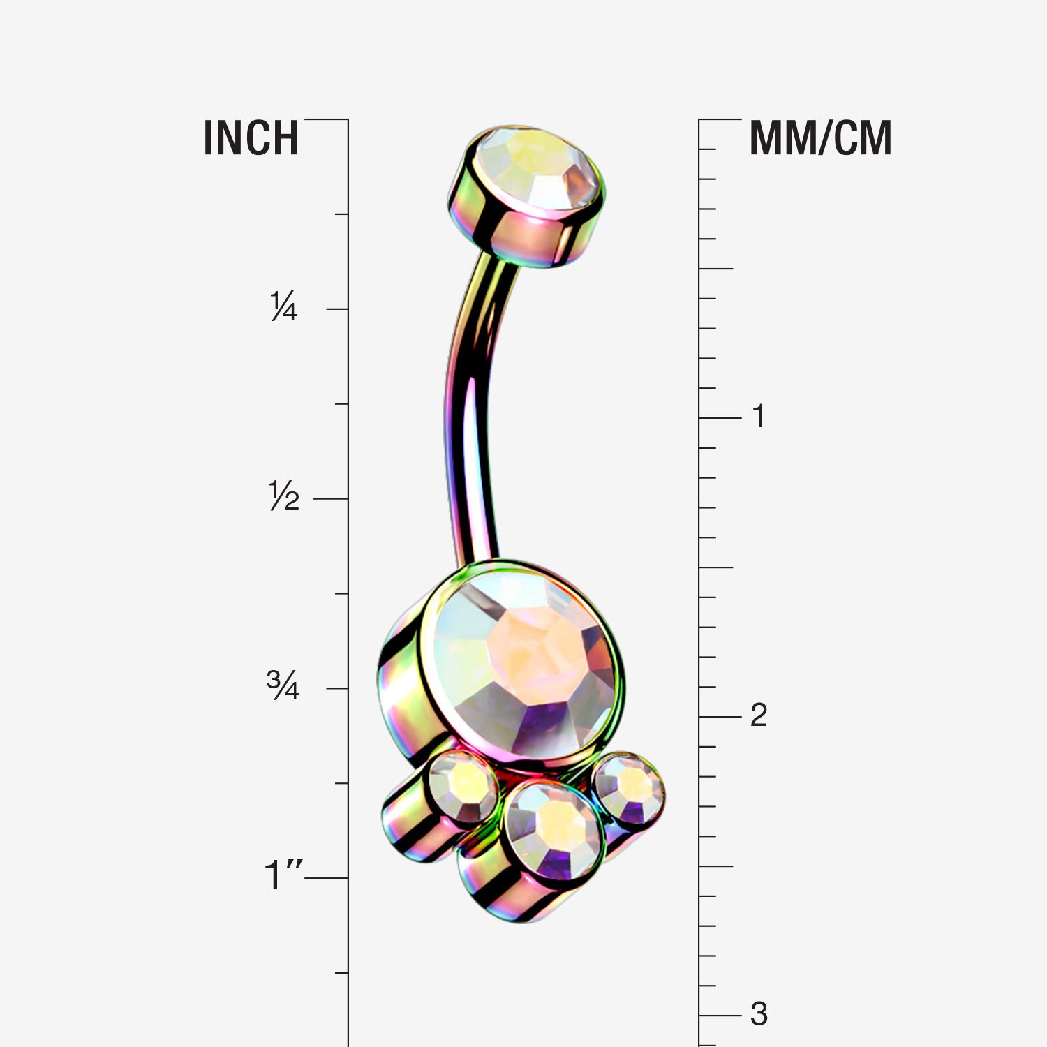 Detail View 1 of Colorline Majestic Sparkle Bali Internally Threaded Belly Button Ring-Aurora Borealis