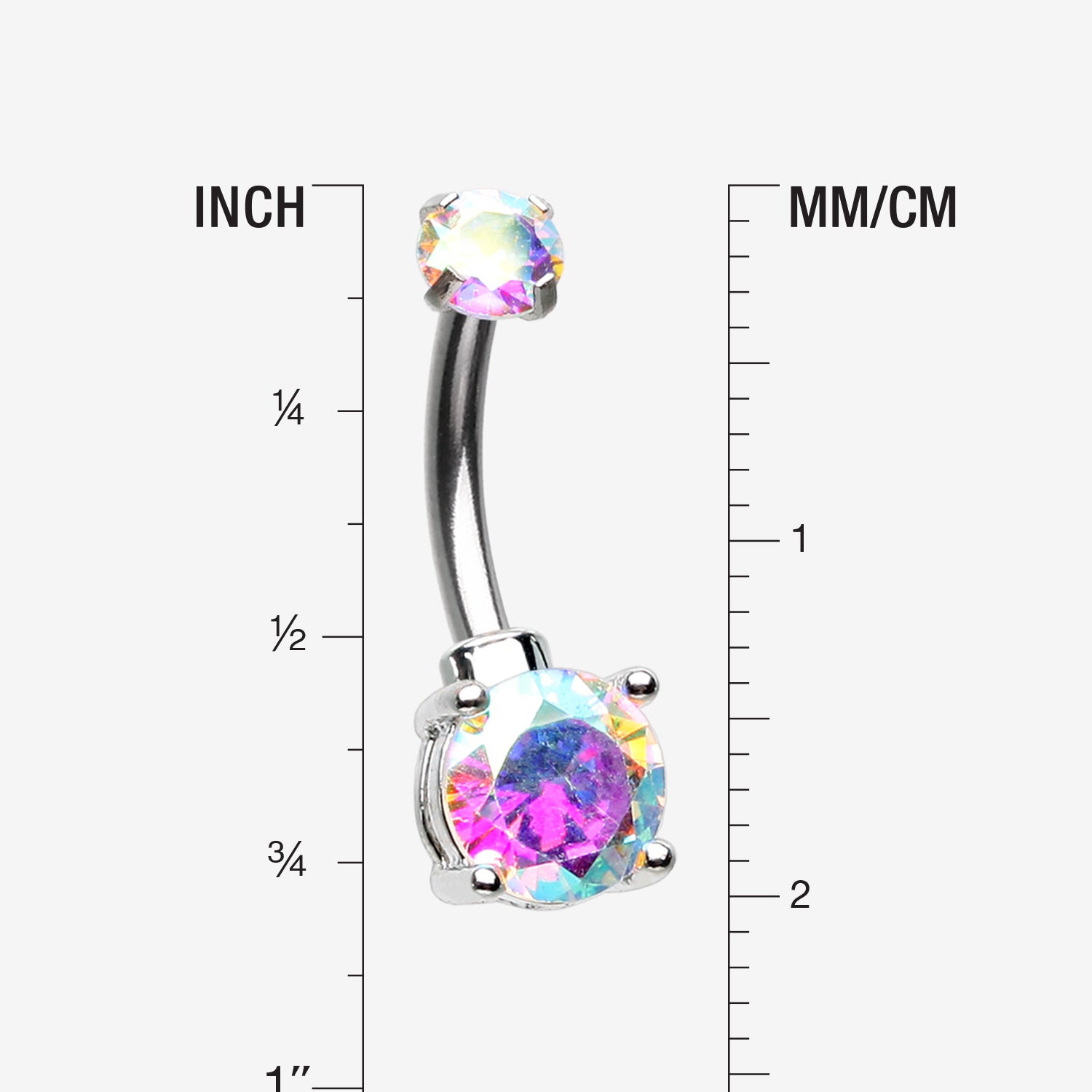 Detail View 1 of Brilliant Sparkle Internally Threaded Dainty Belly Button Ring-Aurora Borealis
