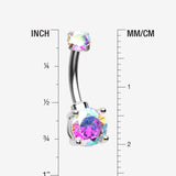 Detail View 1 of Brilliant Sparkle Internally Threaded Dainty Belly Button Ring-Aurora Borealis