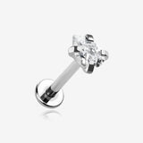 Teardrop Prong Set Sparkle Top Internally Threaded Labret Flat Back Stud