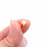 Detail View 2 of Golden Lucky Charm Clover Top Internally Threaded Labret Flat Back Stud