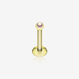 Gold Plated Gem Ball Internally Threaded Labret