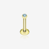 Gold Plated Gem Ball Internally Threaded Labret