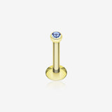 Gold Plated Gem Ball Internally Threaded Labret