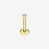 Gold Plated Gem Ball Internally Threaded Labret