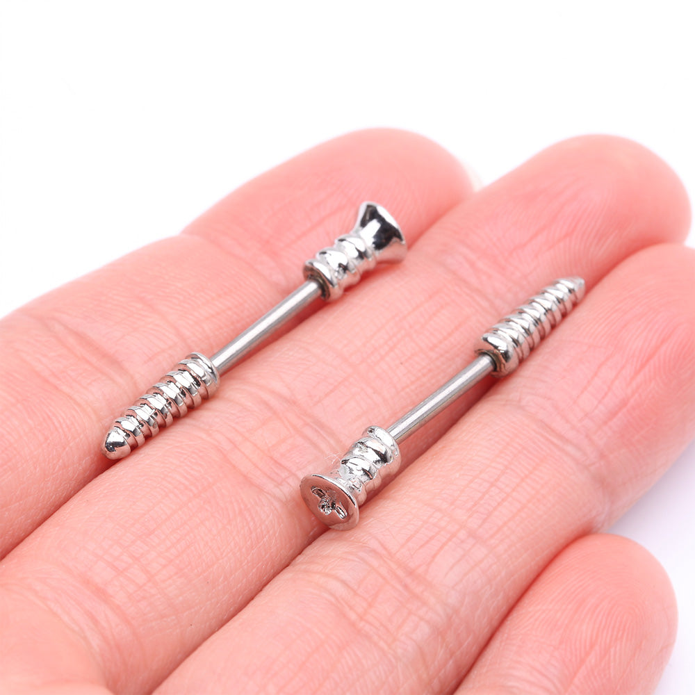 Detail View 2 of A Pair of Nail Screw Bolt Steel Nipple Barbell