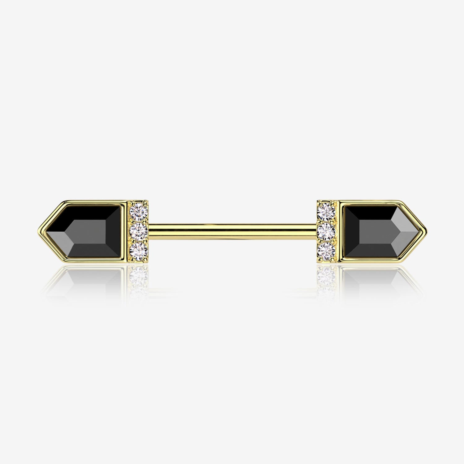 A Pair of Golden Majestic Sparkle Point Nipple Barbell-Black