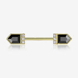 A Pair of Golden Majestic Sparkle Point Nipple Barbell-Black
