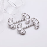 Detail View 1 of A Pair of Bohemian Arc Elegance Sparkle Nipple Barbell-Clear Gem