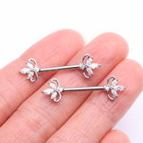 Detail View 2 of A Pair of Royal Marquise Elegance Sparkle Nipple Barbell-Clear Gem