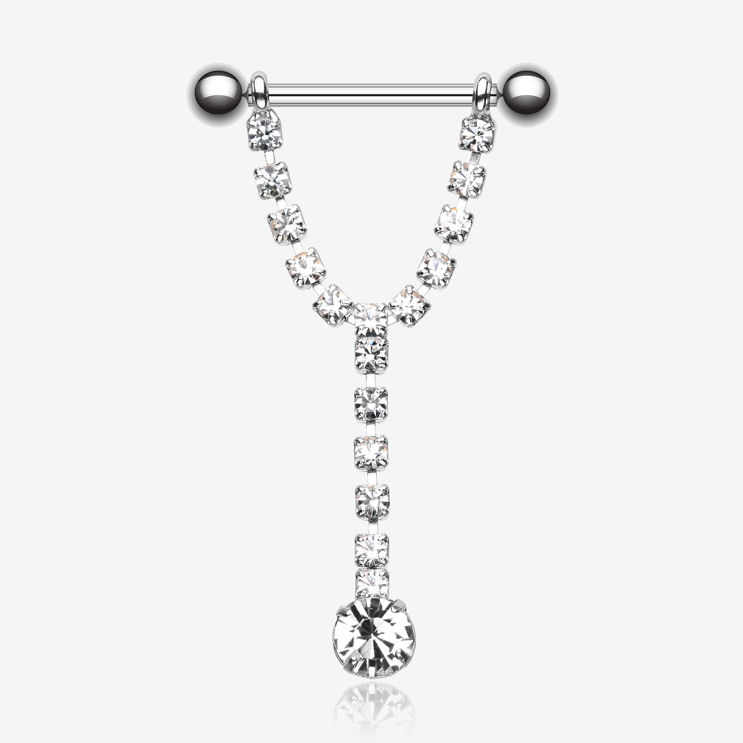 A Pair of Chandelier Gems Nipple Barbell Ring-Clear Gem