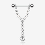 A Pair of Chandelier Gems Nipple Barbell Ring-Clear Gem