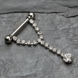 Detail View 1 of A Pair of Chandelier Gems Nipple Barbell Ring-Clear Gem