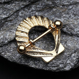 Detail View 1 of Golden Ariel Seashell Nipple Shield Ring-Gold