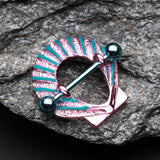 Detail View 1 of Colorline Ariel Seashell Nipple Shield Ring-Teal/Pink