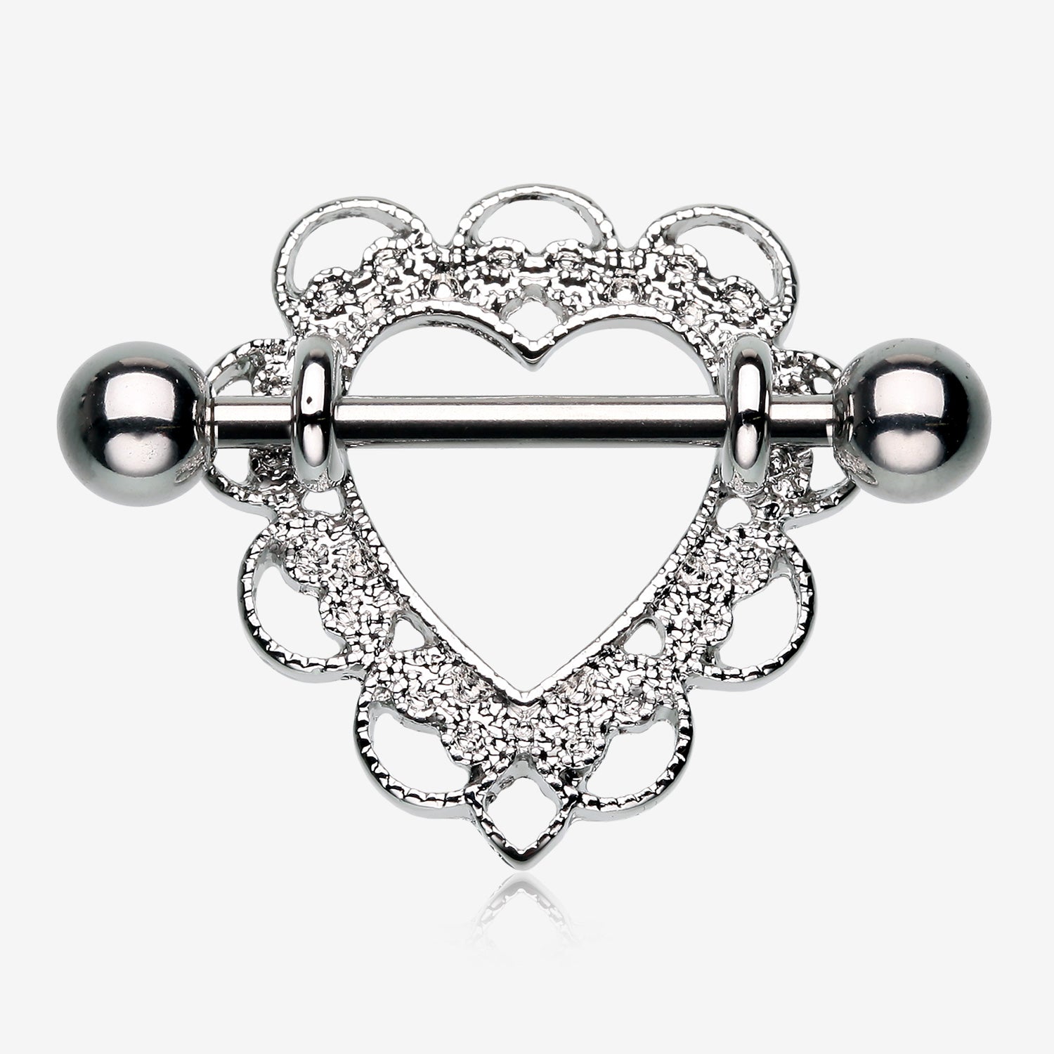 Heart Filigree Nipple Shield Ring-Steel