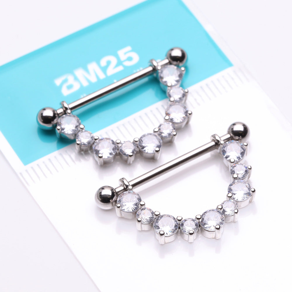 Detail View 2 of A Pair of Sparkle Elegance Multi-Gem Dangle Nipple Shield-Clear Gem