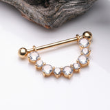 Detail View 1 of A Pair of Golden Sparkle Elegance Multi-Gem Dangle Nipple Shield-Clear Gem