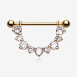 A Pair of Golden Sparkle Elegance Multi-Gem Dangle Nipple Shield