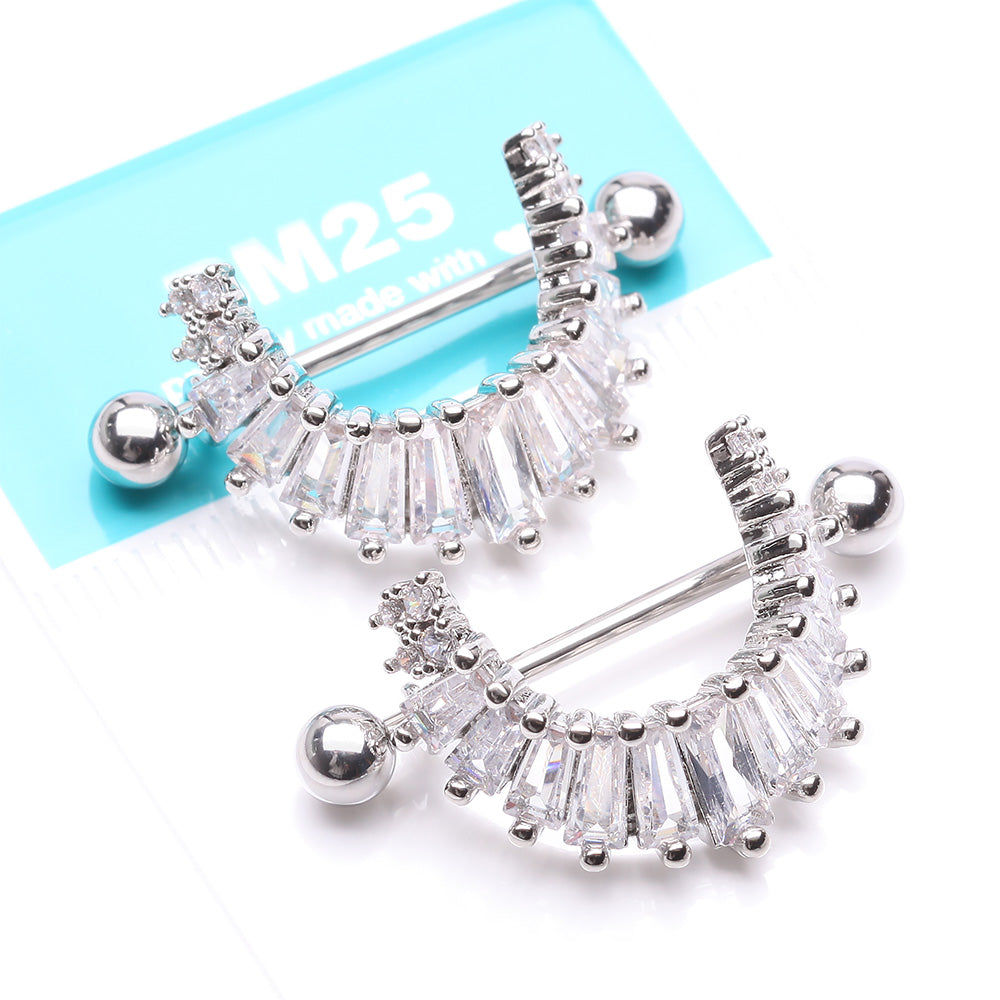 Detail View 4 of A Pair of Brilliant Maya Goddess Sparkle Dangle Nipple Shield-Clear Gem