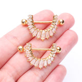 Detail View 2 of A Pair of Golden Brilliant Maya Goddess Sparkle Dangle Nipple Shield-Clear Gem