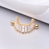 Detail View 1 of A Pair of Golden Brilliant Maya Goddess Sparkle Dangle Nipple Shield-Clear Gem