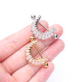 Detail View 3 of A Pair of Golden Brilliant Maya Goddess Sparkle Dangle Nipple Shield-Clear Gem