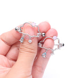 Detail View 2 of A Pair of Adorable Cloud Rainy Sparkles Dangle Nipple Shield-Clear Gem/Rose Water Opal/Aqua