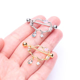 Detail View 3 of A Pair of Adorable Cloud Rainy Sparkles Dangle Nipple Shield-Clear Gem/Rose Water Opal/Aqua